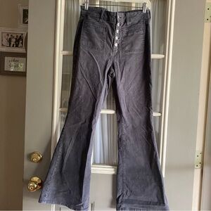 American Eagle Button-Fly Gray Corduroy High Rise Flares